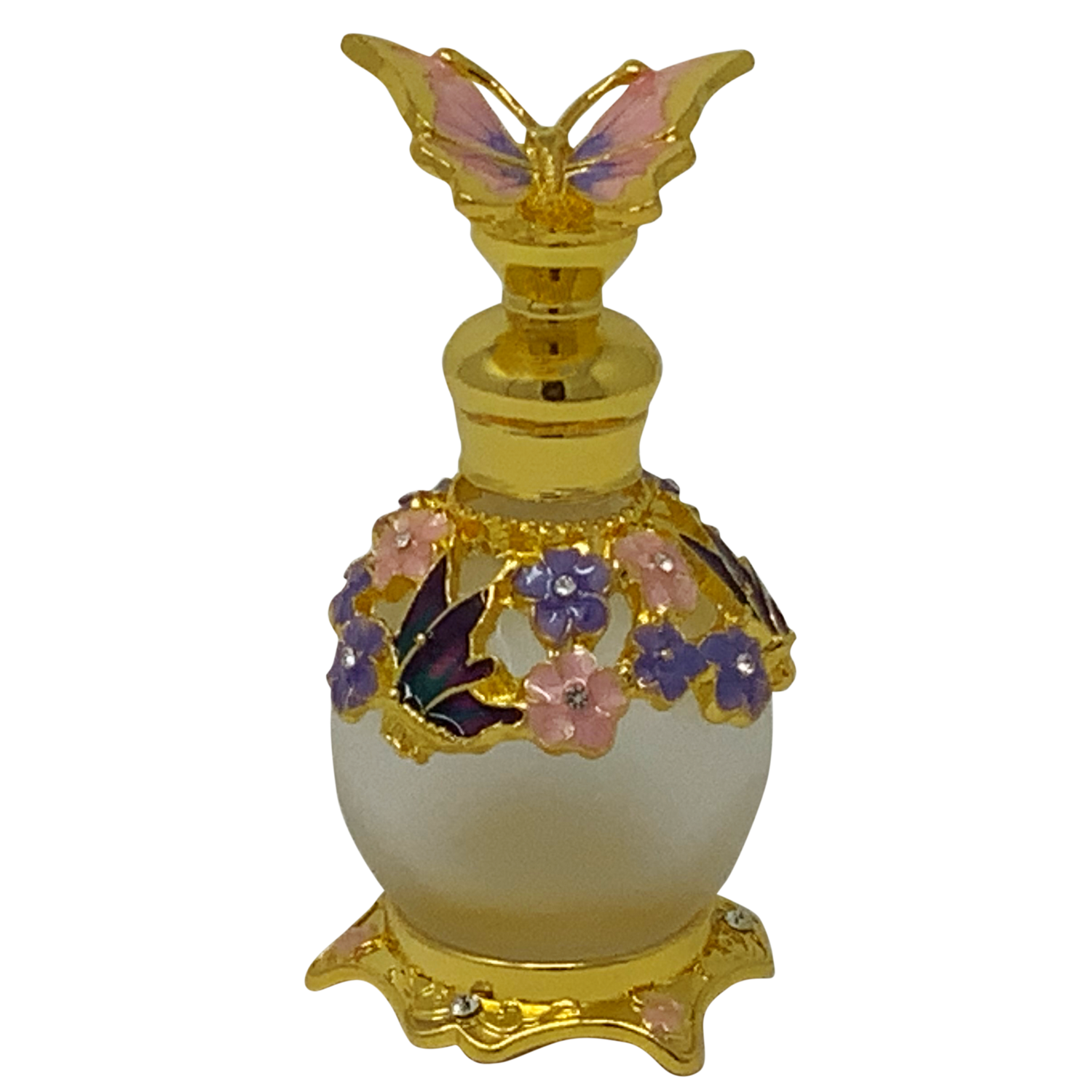 Frosted Glass Butterfly Anointing Oil Bottle with 1 oz Anointing Oil
