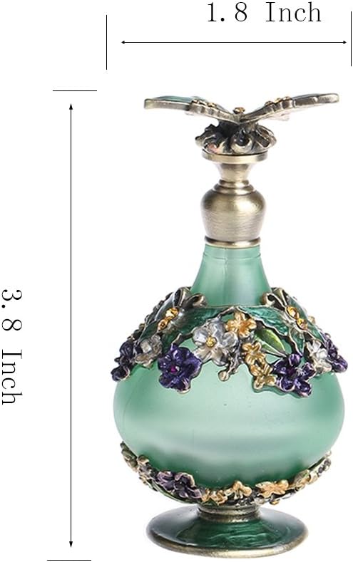 Frosted Green Anointing Oil Bottle adorned with Butterflies and flowers with gold accents - Image 2