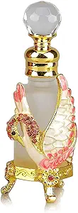 Frosted Anointing Oil Bottle Swan with Pink Crystals